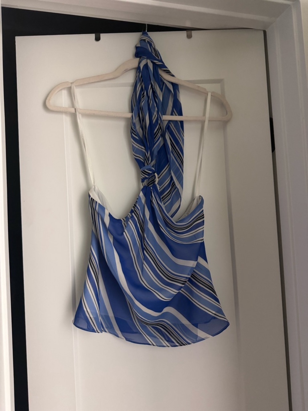 LAUREN Ralph Lauren Blue Striped Halter Scarf Top